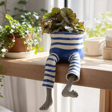 Load image into Gallery viewer, Summer night blues creative sitting legs planter for plants and home decor