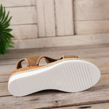 Load image into Gallery viewer, Womens Width Sandals Flat Wedge Heel Fly Weave Casual Hollow Beach Sandals
