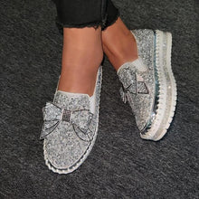 Load image into Gallery viewer, 👡Women Shining Rhinestone Slip-on Loafers with Cute Bowknot
