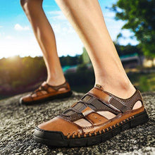 Load image into Gallery viewer, Men Comfy Flat Heel Summer Leather Sandals
