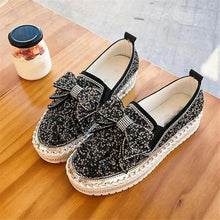 Load image into Gallery viewer, 👡Women Shining Rhinestone Slip-on Loafers with Cute Bowknot
