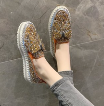 Load image into Gallery viewer, 👡Women Shining Rhinestone Slip-on Loafers with Cute Bowknot
