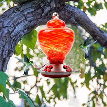 Load image into Gallery viewer, Hand Blown Glass Hummingbird Feeder - 38 Ounces
