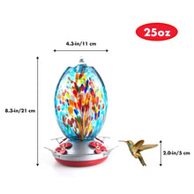 Load image into Gallery viewer, Hand Blown Glass Hummingbird Feeder - 25 Ounces
