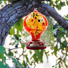 Load image into Gallery viewer, Hand Blown Glass Hummingbird Feeder - 32 Ounces
