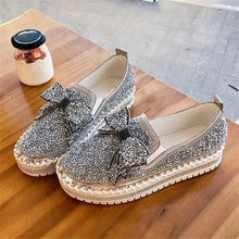 Load image into Gallery viewer, 👡Women Shining Rhinestone Slip-on Loafers with Cute Bowknot
