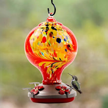 Load image into Gallery viewer, Hand Blown Glass Hummingbird Feeder - 32 Ounces
