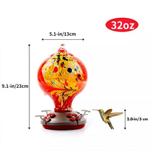 Load image into Gallery viewer, Hand Blown Glass Hummingbird Feeder - 32 Ounces
