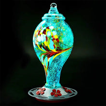 Load image into Gallery viewer, Hand Blown Glass Hummingbird Feeder - 25 Ounces
