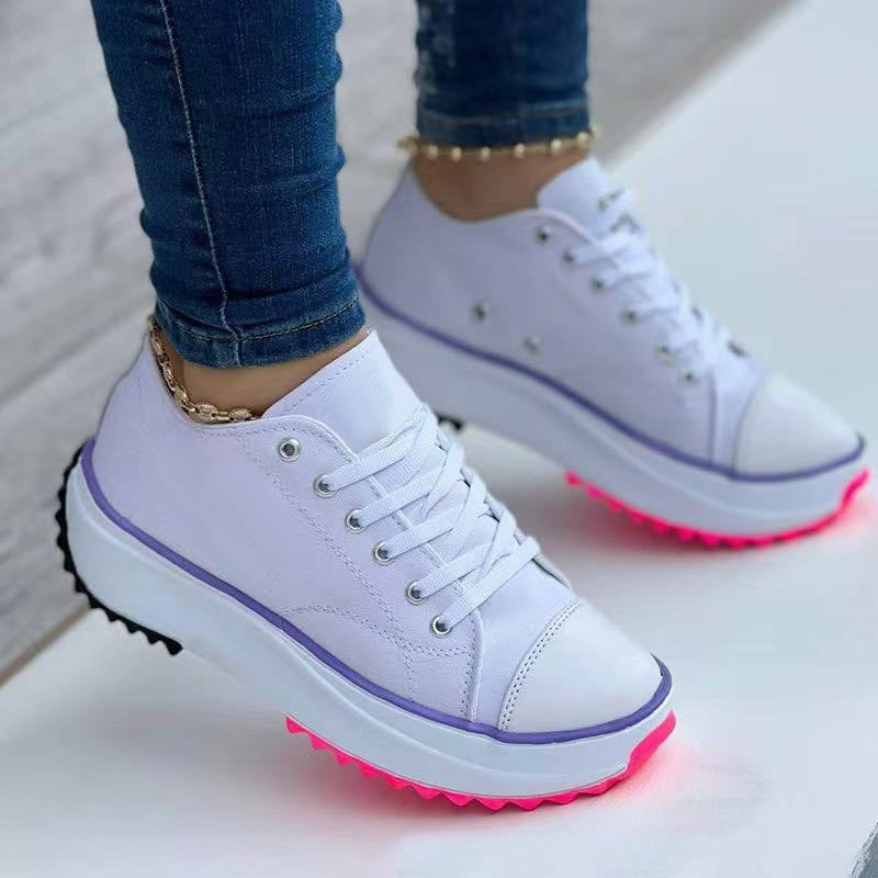 2022 Women's Round Toe Lace-up Platform Arch Support Canvas Shoes