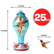 Load image into Gallery viewer, Hand Blown Glass Hummingbird Feeder - 25 Ounces
