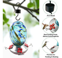 Load image into Gallery viewer, Hand Blown Glass Hummingbird Feeder - 25 Ounces
