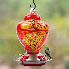 Load image into Gallery viewer, Hand Blown Glass Hummingbird Feeder - 38 Ounces
