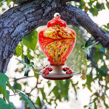 Load image into Gallery viewer, Hand Blown Glass Hummingbird Feeder - 38 Ounces
