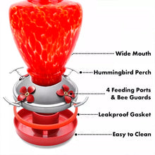 Load image into Gallery viewer, Hand Blown Glass Hummingbird Feeder  - 38 Ounces 
